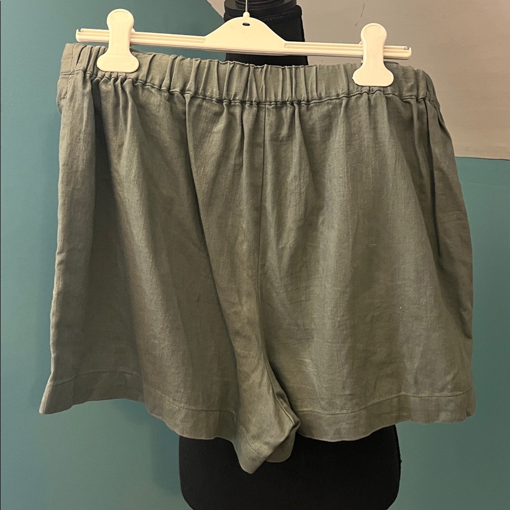 Madewell Clean Pull-On Linen/Cotton Shorts in Architect Green Size XL - Picture 8 of 13